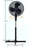 Standventilator Ø40 cm 125 cm Höhe. Luftkühler Ventilator Schwarz oder Weiß. Höhenverstellbar.