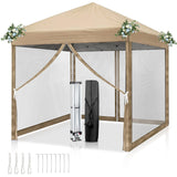 Faltpavillon 3 x 3 m Pop-Up – Partyzelt, Eventzelt & Gartenzelt mit 4 Moskitonetzen in Grau, Blau oder beige