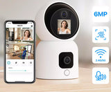 Überwachungskamera mit 2 Doppel-Objektiv und Bildschirm 6MP WLAN PTZ HD IP Kamera PIR Schwenkbar