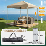 Faltpavillon 3 x 3 m Pop-Up – Partyzelt, Eventzelt & Gartenzelt mit 4 Moskitonetzen in Grau, Blau oder beige