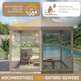 Faltpavillon 3 x 3 m Pop-Up – Partyzelt, Eventzelt & Gartenzelt mit 4 Moskitonetzen in Grau, Blau oder beige