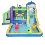 Planschen, Springen, Toben, Hüpfen und Spielen – 8-in-1 Hai-Wasserpark