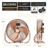 Windmaschine (Farbe: Kupfer) 160 Watt! Bodenventilator Ø50 cm