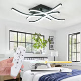 Schwarze LED-Deckenleuchte – dimmbare 24W Deckenlampe in Chrom-Alu für Büro, Wohnzimmer & Flur