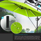 Ampelschirm mit LED Beleuchtung 250cm x 250cm Sonnenschirm rechteckig. Inkl. Abdeckung + Windsicherung mit Kurbelvorrichtung Aluminium