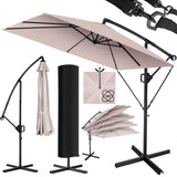Ampelschirm mit LED Beleuchtung 250cm x 250cm Sonnenschirm rechteckig. Inkl. Abdeckung + Windsicherung mit Kurbelvorrichtung Aluminium