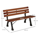 Parkbank mit Rückenlehne. 150 cm Breite. Dunkles Holz. 2-Sitzer. Im typischen Parkbank-Look. Lamellen.