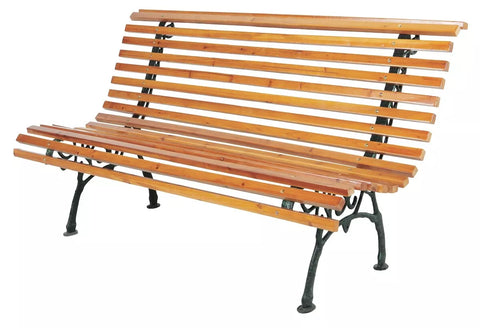 XL Parkbank Breite 150 cm Tannenholz Gartenbank Sitzbank Holz Metall Balkon Hellbraun