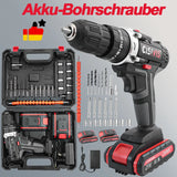 Akkuschrauberset, Schlagbohrschrauber, Bohrmaschine mit 2 Akkus mit Ladegerät.