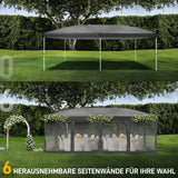 Faltpavillon 3 x 6 m Pop-Up – Partyzelt, Eventzelt & Gartenzelt mit 4 Moskitonetzen in Grau, Blau oder beige