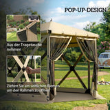 Faltpavillon Popup Sechseck, wasserdicht, 3x2,6 m, Khaki