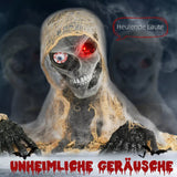 Halloween einäugige Mumie. Krabbelnde Mumie mit rot leuchtenden Augen
