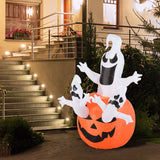 Halloween Deko Aufblasbarer Kürbis Geist Gespenst Figur Luftfigur mit LED
