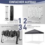Faltpavillon 3 x 3 m Pop-Up – Partyzelt, Eventzelt & Gartenzelt mit 4 Moskitonetzen in Grau, Blau oder beige