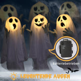 Halloween 3er Set Geister-Hofpfahl mit LED-Lichtern