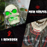 Halloween Dekoration Skelett 70 cm Halbkörper LED-Lichter Soundfunktion