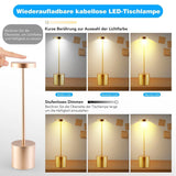LED kabellose Designer-Tischlampe. Lampe mit Dimmung. Akkubetrieb. Nachttisch, Gartentisch. Exklusiv. Touch-Funktion