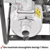 Wasserpumpe mit 6,5 PS Motor (4-Takt). 2 Zoll Schlauchanschluss. 32.000 Liter / Stunde Förderleistung.