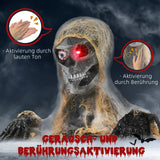 Halloween einäugige Mumie. Krabbelnde Mumie mit rot leuchtenden Augen