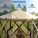 Faltpavillon Popup Sechseck, wasserdicht, 3x2,6 m, Khaki