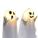Halloween 3er Set Geister-Hofpfahl mit LED-Lichtern