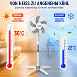 Standventilator Ø40 cm 125 cm Höhe. Luftkühler Ventilator Schwarz oder Weiß. Höhenverstellbar.