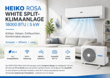 Split Klimaanlage 18000 BTU Klimagerät mit Wandhalterung. WLAN. Vorbefüllt.