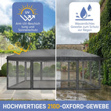 Faltpavillon 3 x 6 m Pop-Up – Partyzelt, Eventzelt & Gartenzelt mit 4 Moskitonetzen in Grau, Blau oder beige
