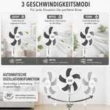 Standventilator Ø40 cm 125 cm Höhe. Luftkühler Ventilator Schwarz oder Weiß. Höhenverstellbar.