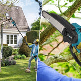Akku Hoch-Astschneider und Astsäge 4-in-1 mit Kettensäge, Astschere & Teleskopstiel – 600W