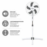 Standventilator Ø40 cm 125 cm Höhe. Luftkühler Ventilator Schwarz oder Weiß. Höhenverstellbar.