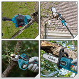 Akku Hoch-Astschneider und Astsäge 4-in-1 mit Kettensäge, Astschere & Teleskopstiel – 600W