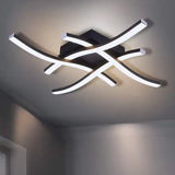 Schwarze LED-Deckenleuchte – dimmbare 24W Deckenlampe in Chrom-Alu für Büro, Wohnzimmer & Flur