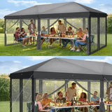 Faltpavillon 3 x 6 m Pop-Up – Partyzelt, Eventzelt & Gartenzelt mit 4 Moskitonetzen in Grau, Blau oder beige