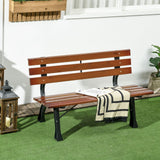 Parkbank mit Rückenlehne. 120 cm Breite. Dunkles Holz. 2-Sitzer. Im typischen Parkbank-Look. Lamellen.