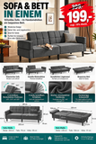 Sofa 3-Sitzer mit Schlaffunktion, Klappsofa, Schlafsofa mit verstellbarer Rückenlehne & Armlehnen. Bettfunktion.