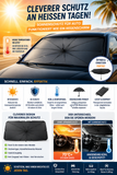 Auto-Sonnenschutz. Sonnenschutz-Schirm. Schnell geöffnet und platziert in Sekunden.
