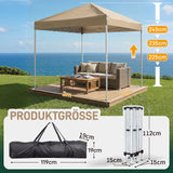 Faltpavillon 2 x 2 m Pop-Up – Partyzelt, Eventzelt & Gartenzelt mit 4 Moskitonetzen in Grau, Blau oder beige