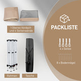 Faltpavillon 2 x 2 m Pop-Up – Partyzelt, Eventzelt & Gartenzelt mit 4 Moskitonetzen in Grau, Blau oder beige