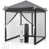 Faltpavillon 2 x 2 m Pop-Up – Partyzelt, Eventzelt & Gartenzelt mit 4 Moskitonetzen in Grau, Blau oder beige