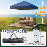 Faltpavillon 2 x 2 m Pop-Up – Partyzelt, Eventzelt & Gartenzelt mit 4 Moskitonetzen in Grau, Blau oder beige