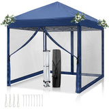 Faltpavillon 2 x 2 m Pop-Up – Partyzelt, Eventzelt & Gartenzelt mit 4 Moskitonetzen in Grau, Blau oder beige