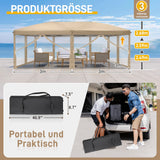 Faltpavillon 3 x 6 m Pop-Up – Partyzelt, Eventzelt & Gartenzelt mit 4 Moskitonetzen in Grau, Blau oder beige