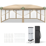 Faltpavillon 3 x 6 m Pop-Up – Partyzelt, Eventzelt & Gartenzelt mit 4 Moskitonetzen in Grau, Blau oder beige