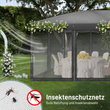 Faltpavillon 3 x 6 m Pop-Up – Partyzelt, Eventzelt & Gartenzelt mit 4 Moskitonetzen in Grau, Blau oder beige