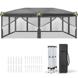 Faltpavillon 3 x 6 m Pop-Up – Partyzelt, Eventzelt & Gartenzelt mit 4 Moskitonetzen in Grau, Blau oder beige