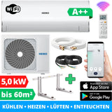 Split Klimaanlage 18000 BTU Klimagerät mit Wandhalterung. WLAN. Vorbefüllt.