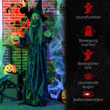Lebensgroße Halloween-Hexe mit Giftapfel, Soundfunktion, mit Bewegungssensor und LED-Lichtern, 180 cm