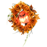 Halloween-Kranz mit Kürbisgesicht & 44 LED-Lichtern – Flackernder Grusel für Tür, Fenster & Kamin, 44 cm