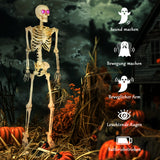 Animierte Halloween-Dekoration – Skelett mit LED-Augen, Sound & Bewegung, 152 cm